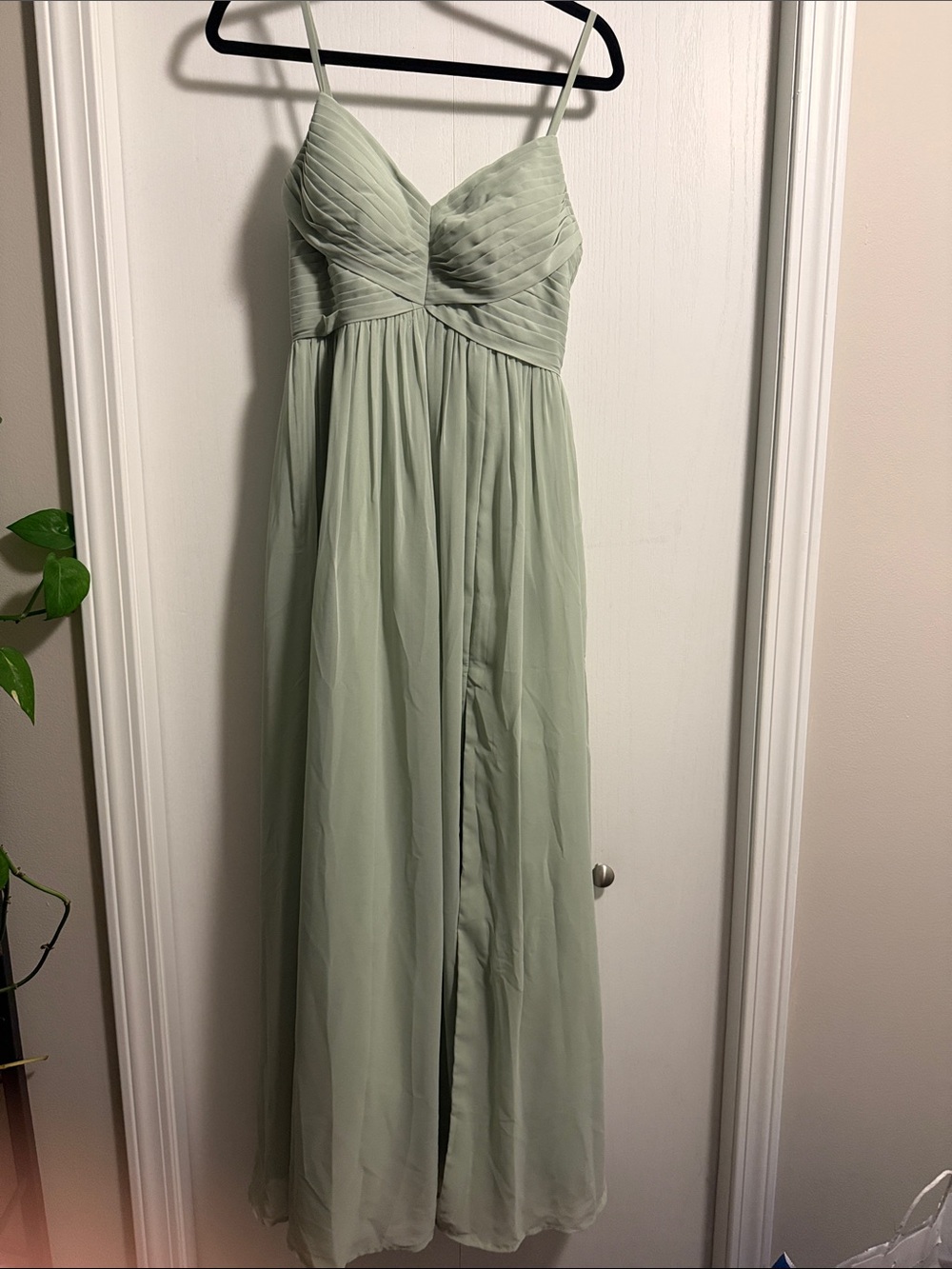 Azazie Matcha Green Spaghetti Strap Maxi Dress 👗